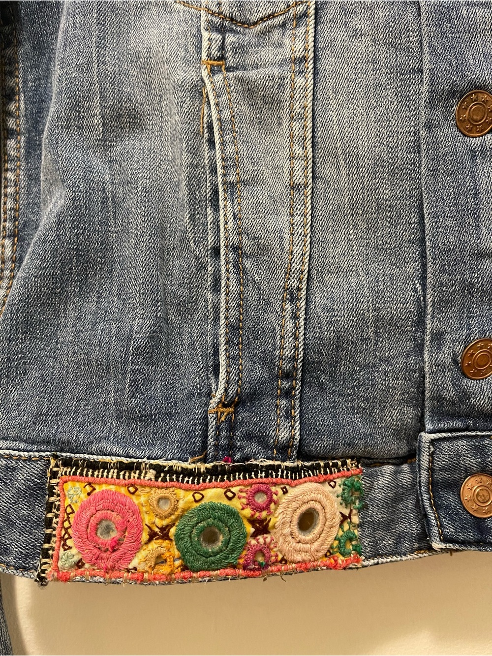 Hand Embroidered Blue Denim Jacket - Women - Picture 2 of 13